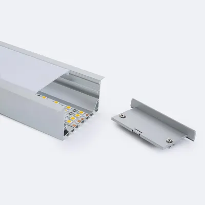 Produktbild von Aluminiumprofil Einbau für LED Streifen bis 45 mm mit durchgehender Abdeckung 2 m