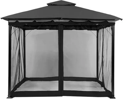 Produktbild von (300 x 300 cm, Schwarz) Ersatz-Moskitonetz für Pavillons, 4-teilige Sichtschutzwände mit Reißverschluss für Terrasse, Garten und Hinterhof (nur Moskitonetz)