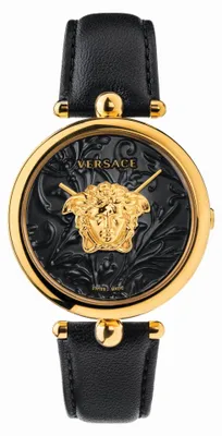 Produktbild von Versace VECO01420 Palazzo Empire Barocco gold schwarz Leder Damen Uhr NEU