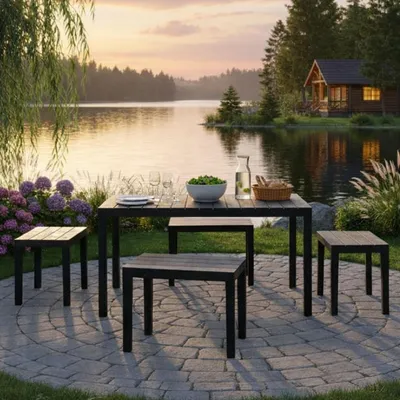 Productafbeelding van Dmora - tuinset, Antraciet zwart, 4 plaatsen, Italy