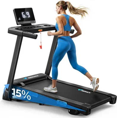 Image de Tapis de course - Appareil de fitness - Tapis de course pour jogging - Machine d'entraînement - Inclinaison automatique jusqu'à 15 %