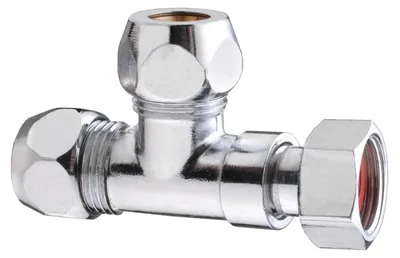 T-Klemmverbindung 3/8" x 10 mm, Messing, Innengewinde, silber