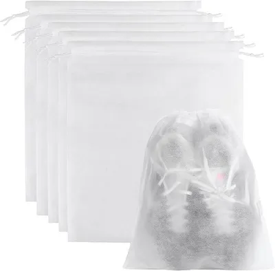 Produktbild von PolkaHome® 25 Stück Schuhbeutel Reise Schuhsack Aufbewahrungstasche mit Kordelzug Transparent
