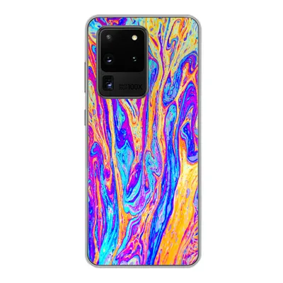 Produktbild von MuchoWow® Handyhülle Schutzhülle Hülle für Samsung Galaxy S20 Ultra Kunst - Farben - Psychedelisch Silikon Softcase Handy Hülle - Karteninhaber
