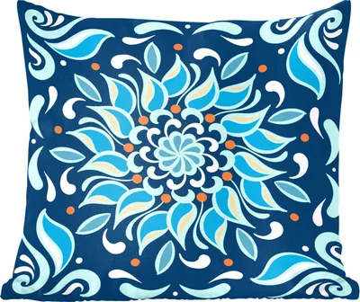 Produktbild von MuchoWow® Zierkissen Sofakissen Wohnzimmer Dekokissen 45x45 cm Blume - Blau - Quadratisch - Muster - Schlafpolster - Polster für das Sofa