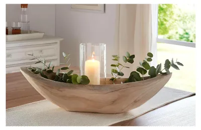 Produktbild von Schale "Wood" oval & tief, aus massivem Holz, 60 cm lang, Dekoschale, Obstschale