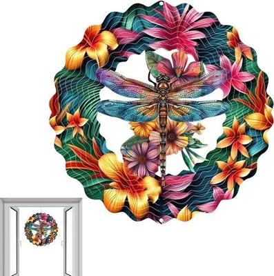 Productafbeelding van Windspinner Metaal - Tuindecoratie Sierobject - Buiten Decoratie - Weerbestendig Ontwerp - 25x25x0.5 cm - C