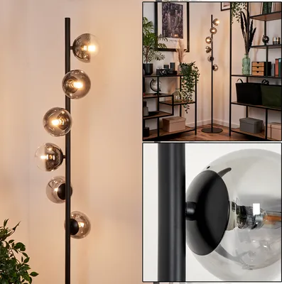 Produktbild von Garaguso Stehlampe aus Metall/Glas in Schwarz/Rauchfarben/Klar