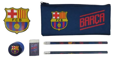 Image de Set d'écriture FC Barcelone : trousse à crayons avec crayons