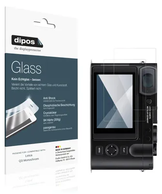 Produktbild von 2x Schutzfolie für Leica Q3 Monochrom - Anti-Shock 9H Folie dipos Glass Kunststoffglas