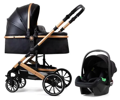 Produktbild von Pixini Kinderwagen Kalani 3in1 schwarz / gold