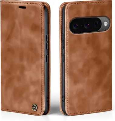 Produktbild von Handy Hülle für Google Pixel 10 Klapphülle Bookcase Flip Cover Handy Tasche Etui Farbe: Hellbraun