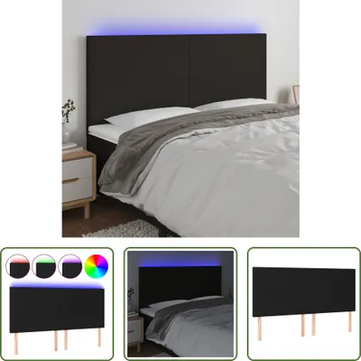 Produktbild von The Living Store LED Kopfteil Schwarz 200x5x118/128 cm Stoff