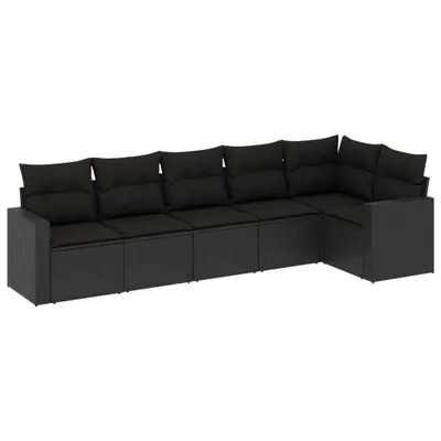 Produktbild von vidaXL 6-tlg. Garten-Sofagarnitur mit Kissen Schwarz Poly Rattan