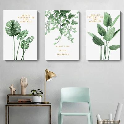 3-teiliges Poster-Set, grüne Pflanzen, 50x70 cm, ohne Rahmen
