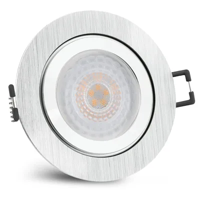 Produktbild von SSC-LUXon RW-2 LED Einbaustrahler flach IP44 mit fourSTEP 'Dimmen ohne Dimmer' 4W warmweiß - Einbauspot rund gebürstet Alu