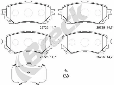 Produktbild von BRECK Bremsbeläge Satz Vorne Bremsklötze für MAZDA 6 Kombi (GJ, GL) 25725 00 701 00