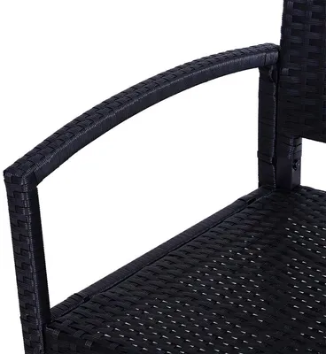 Obrázek produktu pro Zahradní lavička – dvoumístná venkovní lavička – terasa – polyratan s ocelovou konstrukcí – 122x60x85 cm – černá