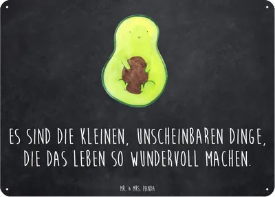 Produktbild von Mr. & Mrs. Panda Wandbild Avocado Kern DIN A6 - Kreidetafel - Geschenk, Metallschild, Wunder, Türschild, Spruch Leben, Liebe, wandtafel, Baby, Schild, tafel