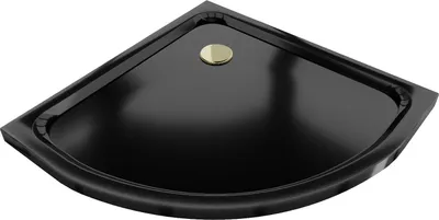 Immagine prodotto di Mexen Flat piatto doccia semicircolare slim 100 x 100 cm, nero, sifone dorato - 41701010G