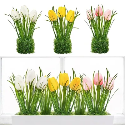 Imagen del producto de Juego de 3 tulipanes artificiales realistas para decoración