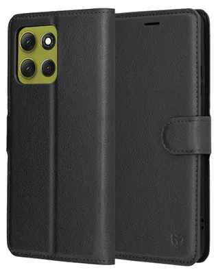 Obrázok produktu pre Techsuit – Leather Folio knižkové puzdro na Motorola Moto G86 – čierne