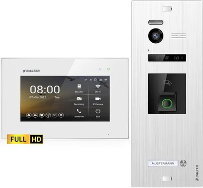 Produktbild von HD Video Türsprechanlage mit Fingerprint und RFID für 1 Familienhaus, 1x Monitor, Balter EVO HD Fingerprint