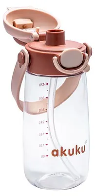 Imagen del producto de Botella para niños con pajita, 480 ml, color mocha, con correa para llevar