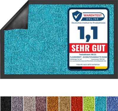 Schmutzfangmatte Rhine waschbare & leistungsstarke Fußmatte Türkis 90x120 cm