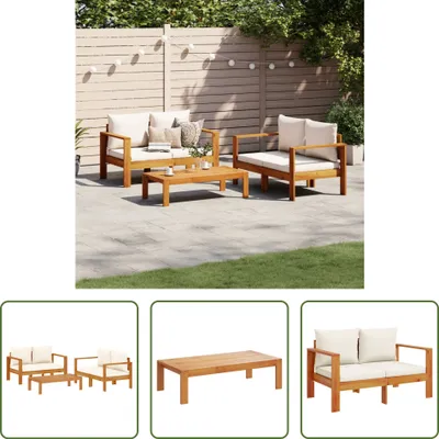 Produktbild von The Living Store 3-tlg. Garten-Sofagarnitur mit Kissen Massivholz Akazie