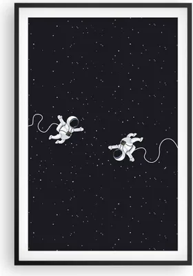Produktbild von Gerahmtes Poster - Schwarzer Rahmen - Cartoon Astronauten Kosmos - 61x91,5 cm - Wand Bild - Wanddeko - Wandbilder - Kunstposter - Wandposter - Bilderrahmen - Bilder - Kunstdruck - P2BPA61x91-4867