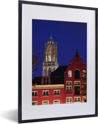 Produktbild von MuchoWow® MuchoWow® Gerahmtes Poster Nacht - Domturm - Haus 30x40 cm - Poster mit zchwarzem Bilderrahmen - Wandposter Schlafzimmer