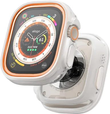 Immagine prodotto di Custodia Elago Duo per Apple Watch Ultra in TPU: trasparente / in PC: arancione + nero