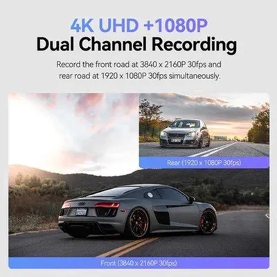 Productafbeelding van Dashcam Auto 4K + 1080P Dual Lens WiFi GPS - 8MP Sensor - Zwart - Voor Parkeermodus En Nachtzicht