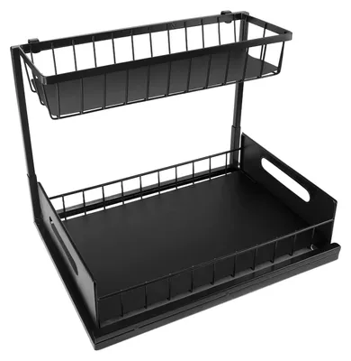 Immagine prodotto di Cheffinger, organizer per mobile base in metallo a 2 ripiani estraibili, nero