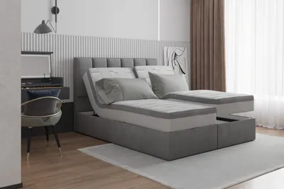 Produktbild von TRADA Palma Boxspringbett elektrisch mit Lattenrost und Matratze 160x200 Grau