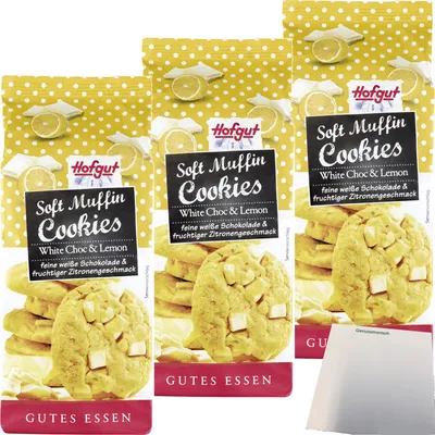 Produktbild von Hofgut Soft Cookies White mit Lemon 3er Pack (3x210g Packung) + usy Block