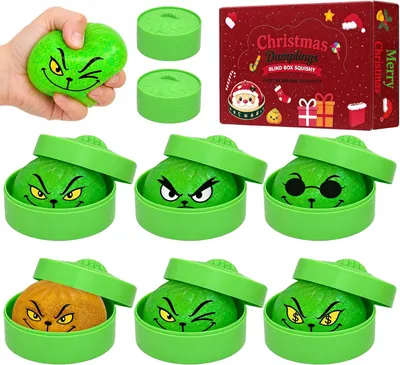 Productafbeelding van Anti-stress speelgoed - Set van 6 - 8,5 cm mystery glitter dumpling - Trend verrassing - Anti-stress cadeau - Kerstfeest