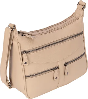 Produktbild von Damen Tasche Schultertasche Umhängetasche Leder Optik Handtasche TAUPE (NB-3109)