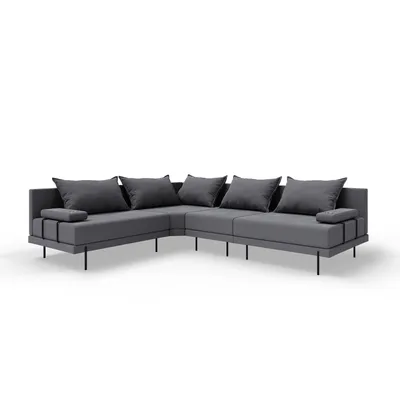 Produktbild von TRADA Gartenecksofa Bahama L Dunkelgrau 298x298 cm Gartenmöbel set Wasserabweisend Stoff