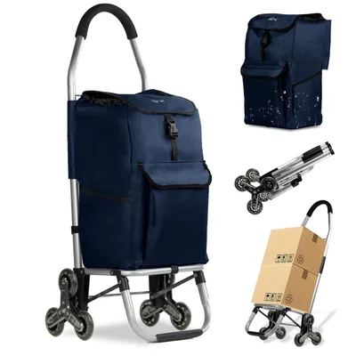 Produktbild von HOMELUX Einkaufstrolley - Leicht, Große Kapazität, Klappbar | Bequemer Einkaufswagen für Alle, Ideal für Reisen, Marineblau 245