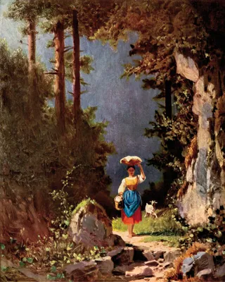 Obrázek produktu pro Carl Spitzweg umělecký obraz - Dívka s kozou, 1852 (50 x 40 cm)