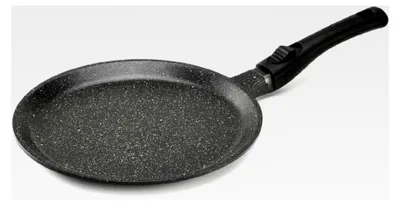 Produktbild von Crêpes-Pfanne Aluminiumguss Ø28cm - Antihaftbeschichtung in Steinoptik - Abnehmbarer Griff - Für alle Herdarten, Induktion, Schwarz