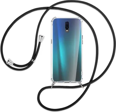 Produktbild von Handykette Backcover-Schutzhülle mit Band (Metall silberfarben) für Oppo R17 / RX17 - schwarz