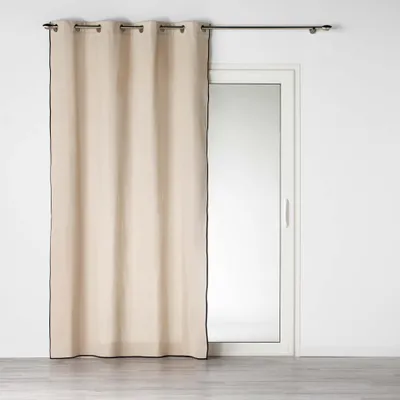 Image de Rideau à oeillets en polycoton uni Capria - Beige - 140 x 240 cm