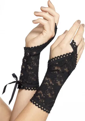 Immagine prodotto di Guanti eleganti in pizzo nero gotico - taglia unica