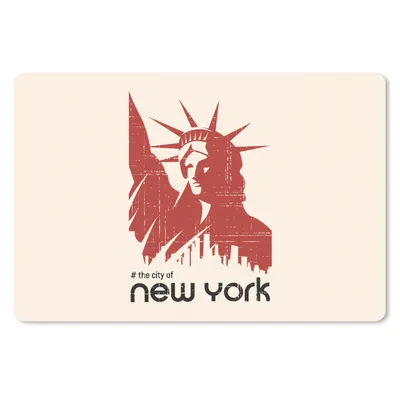 Produktbild von MuchoWow® Schreibtischunterlage New York - Rot - Freiheitsstatue 60x40 cm - XXL Mauspad - Großes Mauspad