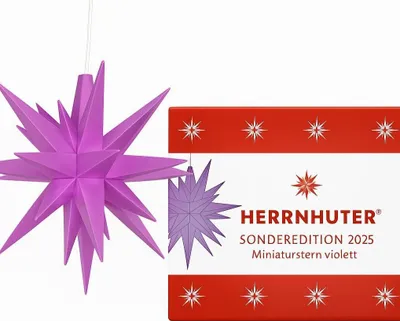 Produktbild von Herrnhuter Stern Sonderedition 2025 - Miniaturstern violett - 8cm - indoor - inkl. 3m Kabel - kein Netzteil enthalten