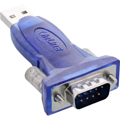 Produktbild von InLine USB zu Seriell Adapter, ST A an 9pol Sub D ST, mit USB Verlängerung 0,8m, USB 1.1, VGA, 0,8 m, Blau