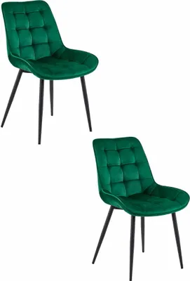 Productafbeelding van Chaise - Leobert - Bera - Donkergroene fluweelstof / Zwarte poten - 45 x 54 x 86,5 cm - Set van 2